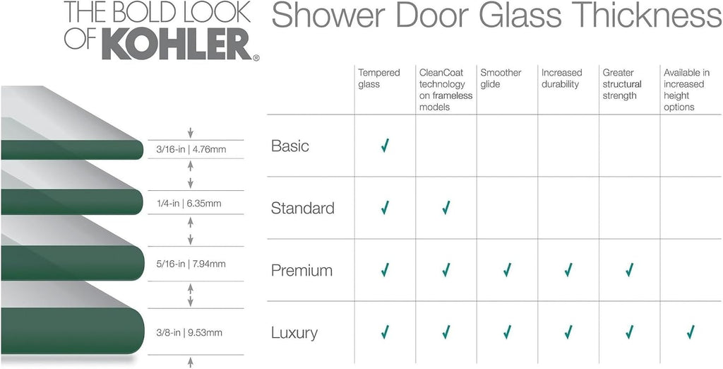 KOHLER Levity Sliding shower door, 74-in H x 56-5/8-59-5/8-in W, with 1/4-in thick Crystal Clear glass