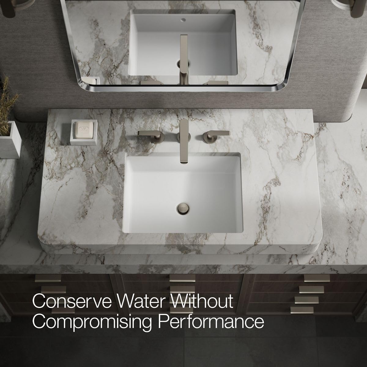 KOHLER K-97352-4N-BN Avid™ Widespread Bathroom Sink Faucet, 0.5 GPM, Minimalist Design, Premium Durable Metal, Corrosion Resistant, Vibrant Brushed Nickel