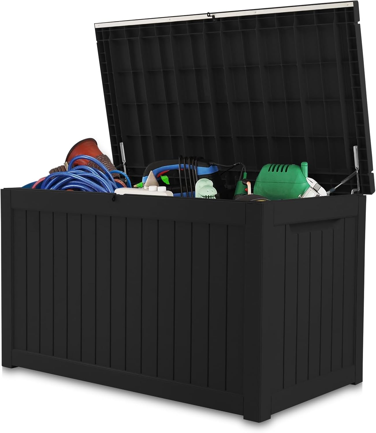 AJP Distributors Outdoor Storage Shed, Large Resin Storage Box, Waterproof and lockable, suitable for garden, patio, garage, backyard storage (Blcak, 230gal)