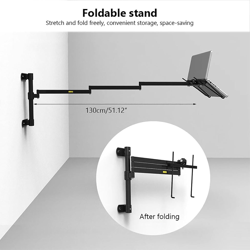 Wall Mount Laptop Stand Arm,Extended rotatable Laptop Tray for 12'-17' Notebook Screen,Aluminum Laptop Stand Holds,Full Motion Adjustments