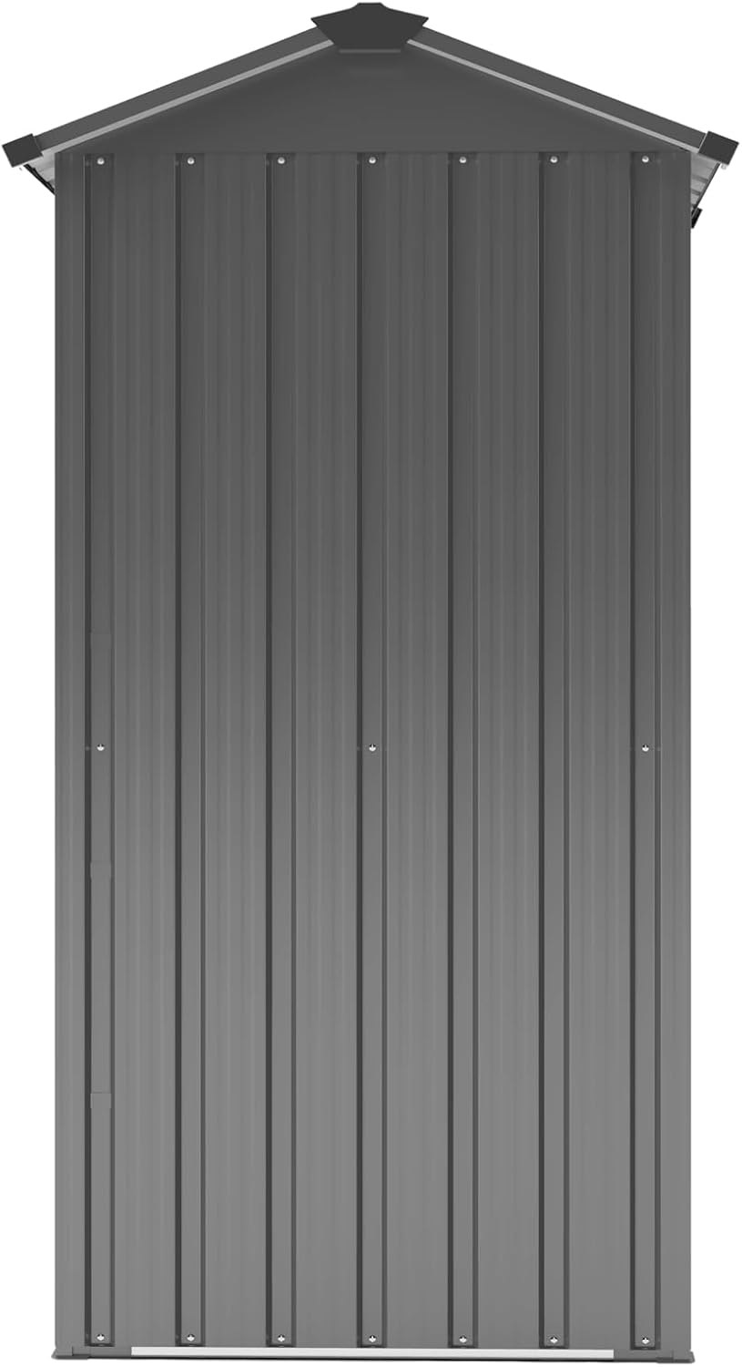 Small 2.5 × 1.4 FT Sheds & Outdoor Storage with Windows, Waterproof Metal Outside Storage Shed with Sturdy Frame, Utility Tool Shed for Backyard Garden — Dark Gray