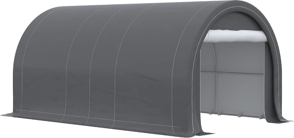 Outsunny 10' x 16' Carport, Heavy Duty Portable Garage Storage Tent with Large Zippered Door, Anti-UV PE Canopy Cover for Car, Truck, Boat, Motorcycle, Bike, Garden Tools, Outdoor Work, Gray