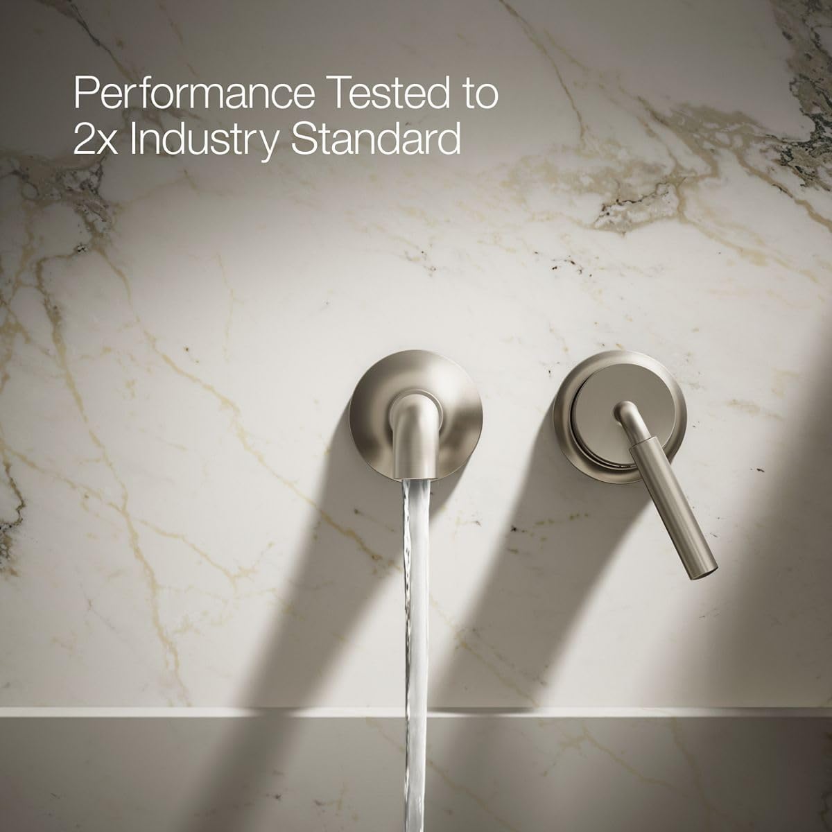 Kohler 26438-4-BN Tone™ Wall-Mount Single-Handle Bathroom Sink Faucet, 1.2 gpm, Vibrant Brushed Nickel