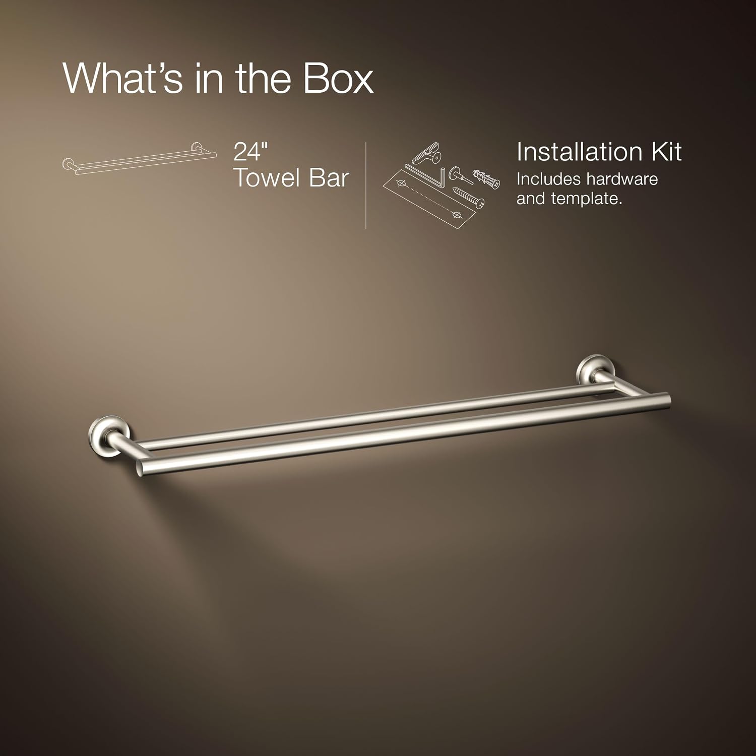 Kohler 14375-BN Purist® 24' Double Towel bar, Vibrant Brushed Nickel