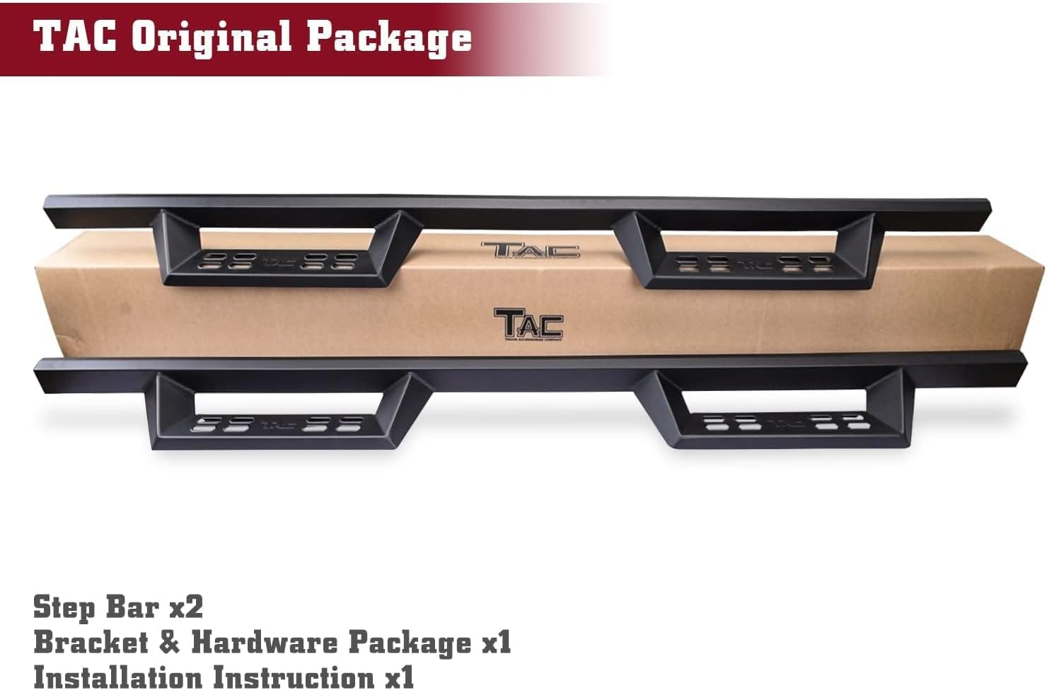 TAC Sniper Running Boards Compatible with 2019-2025 Ford Ranger SuperCrew Cab Truck Pickup 4' Drop Fine Texture Black Side Steps Nerf Bars Rock Slider Armor Off-Road Accessories (2pcs)