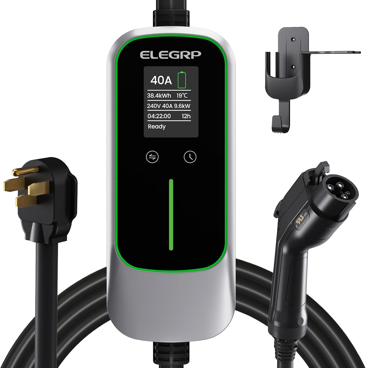 ELEGRP Level 2 EV Charger 40 Amp, Home & Portable Electric Car Charging Station with 21FT J1772 Charger and NEMA 14-50 Plug, 9.6kW for BEVs & PHEVs, ETL Certified PBE & LCR Tech