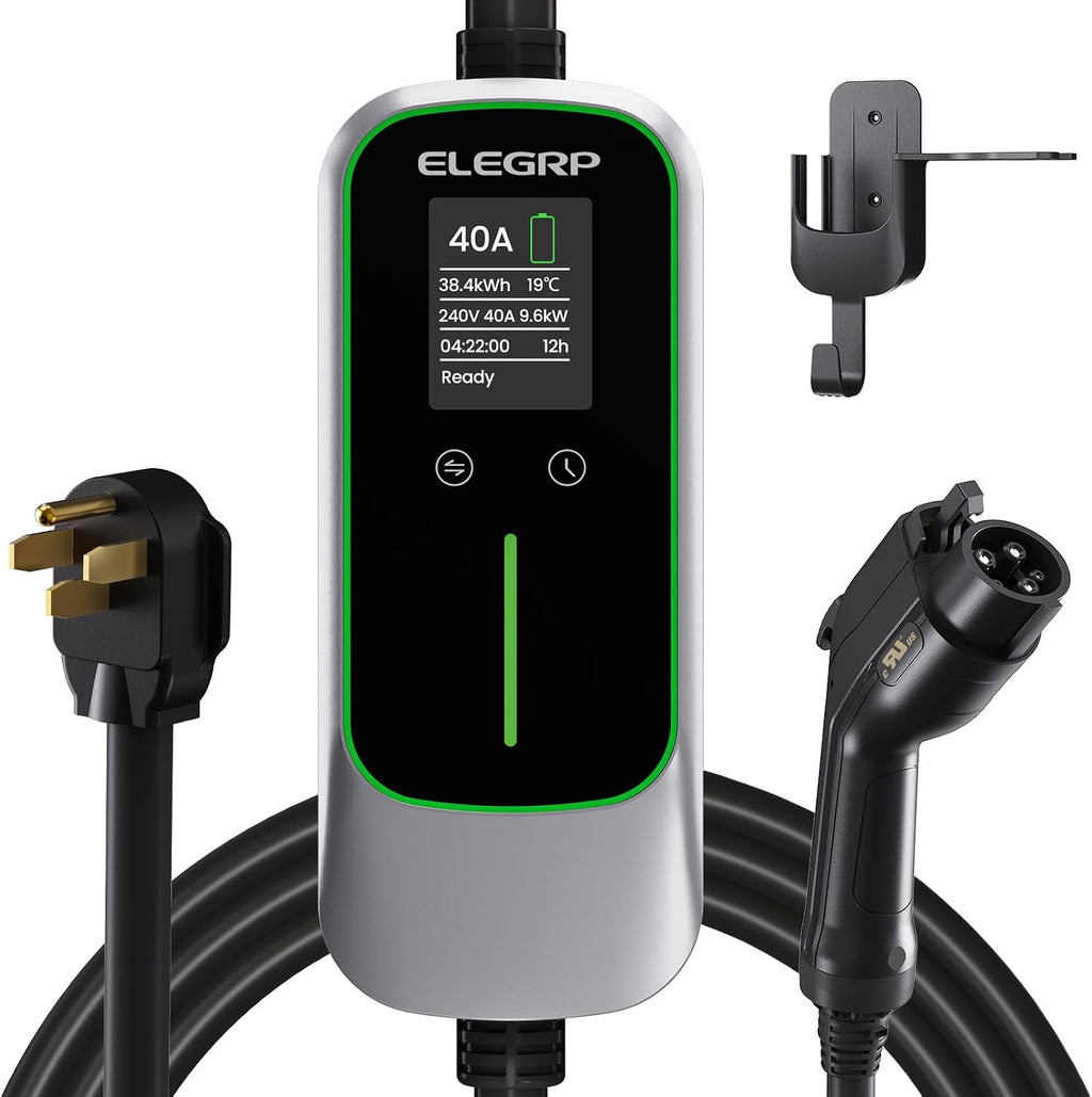 ELEGRP Level 2 EV Charger 40 Amp, Home & Portable Electric Car Charging Station with 16FT J1772 Charger and NEMA 14-50 Plug, 9.6kW for BEVs & PHEVs, ETL Certified PBE & LCR Tech