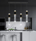 4-Lights Modern Crystal Chandeliers for Kitchen Island LED Dimmable Pendants Lighting Fixture LED Ceiling Light for Dining Room