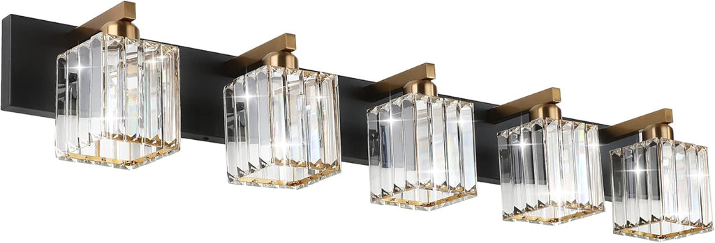 Aipsun Modern Vanity Light Bathroom Lighting Fixtures 5 Light Crystal Bathroom Vanity Light Fixtures (Exclude Bulb)