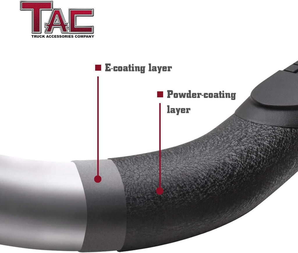 TAC Side Steps Running Boards Fit 2007-2021 Toyota Tundra Double Cab Truck Pickup 3' Texture Black Side Bars Nerf Bars Off Road Accessories