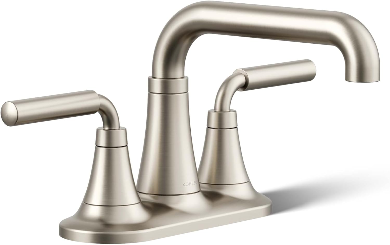 KOHLER K-27414-4N-BN Tone™ Centerset Bathroom Faucet, Clicker Drain, Bathroom Faucets, 0.5 GPM, Vibrant Brushed Nickel
