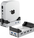 ANYOYO Mac mini M4 Dock, 40Gbps Docking Station Stand with 8TB M.2 NVMe SSD Enclosure, Dual HDMI 4K@60Hz, 4×USB-A (10Gbps), 2×USB-A 2.0, PD30W, Wi-Fi Friendly Design, USB Hub for Mac mini M4&M4 Pro