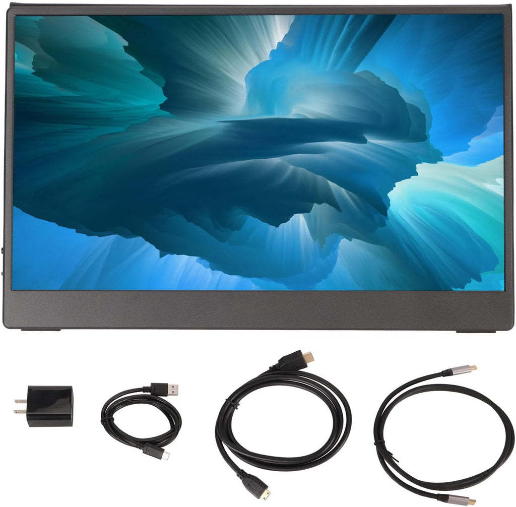 XUMIUZIY 14 Inch Portable Monitor, 1080P FHD USB C Computer Display, HDR IPS Gaming Monitor with Speaker and Smart Case, External Display for Laptop PC Phone (14 Inch)