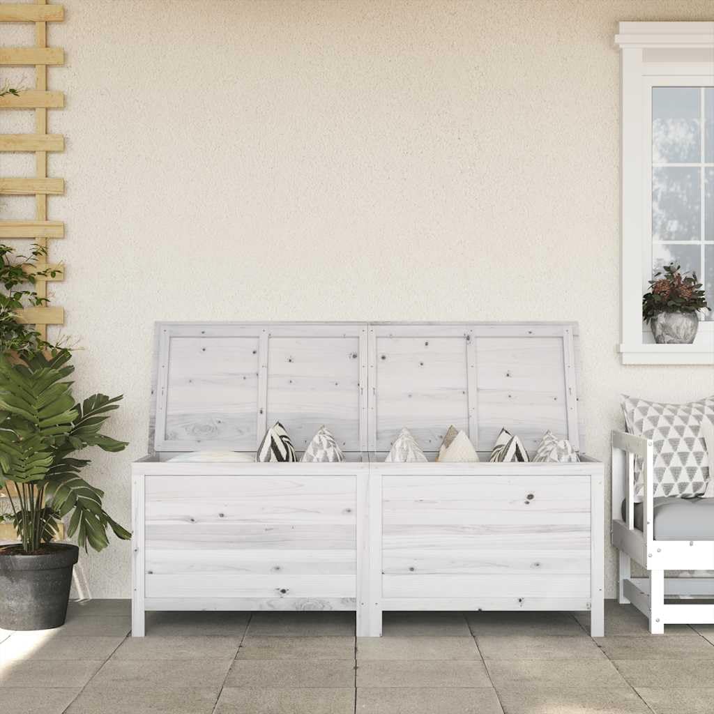 vidaXL Garden Storage Box White Solid Fir Wood 59.1 x 19.7 x 22.2 in