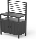 Domi Outdoor Kitchen Island with Storage, Aluminum Kitchen Storage Island with Wall Hanging, Freestanding Grill Storage Cabinet with Protective Cover for BBQ, Deck, Patio, Backyard