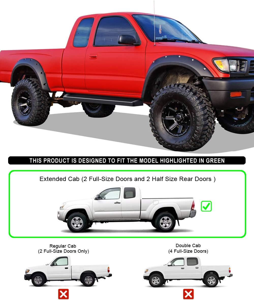 APS Black Running Boards Style Compatible with Toyota Tacoma 1995-2004 Extended Xtra Cab (4WD or Prerunner 2WD 4WD) (Nerf Bars Side Steps Side Bars)