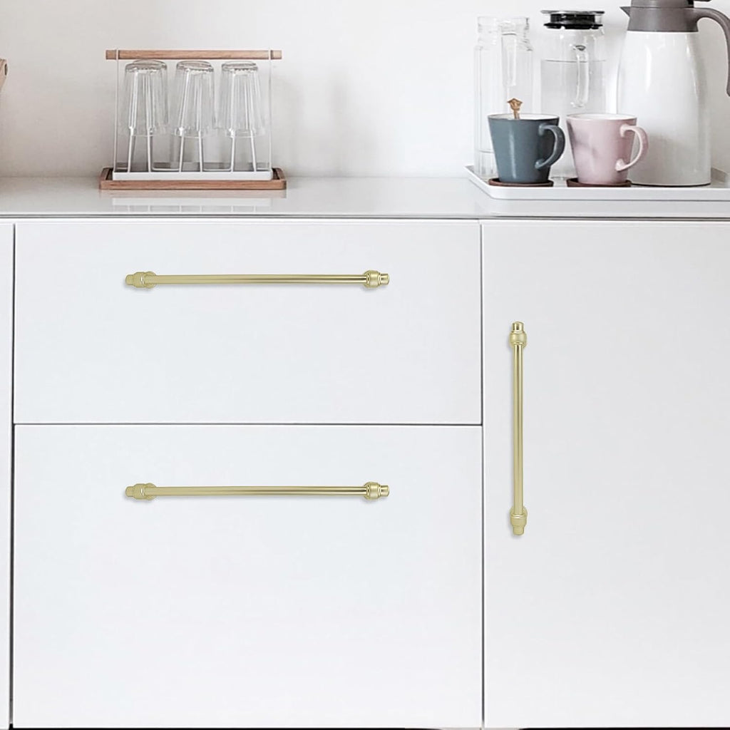 10 Pack 12-3/5 inch(320mm) Brushed Brass Kitchen Cabinet Handles Cabinet Pulls Gold Drawer Pulls Kitchen Cabinet Hardware Handles Dresser Handles