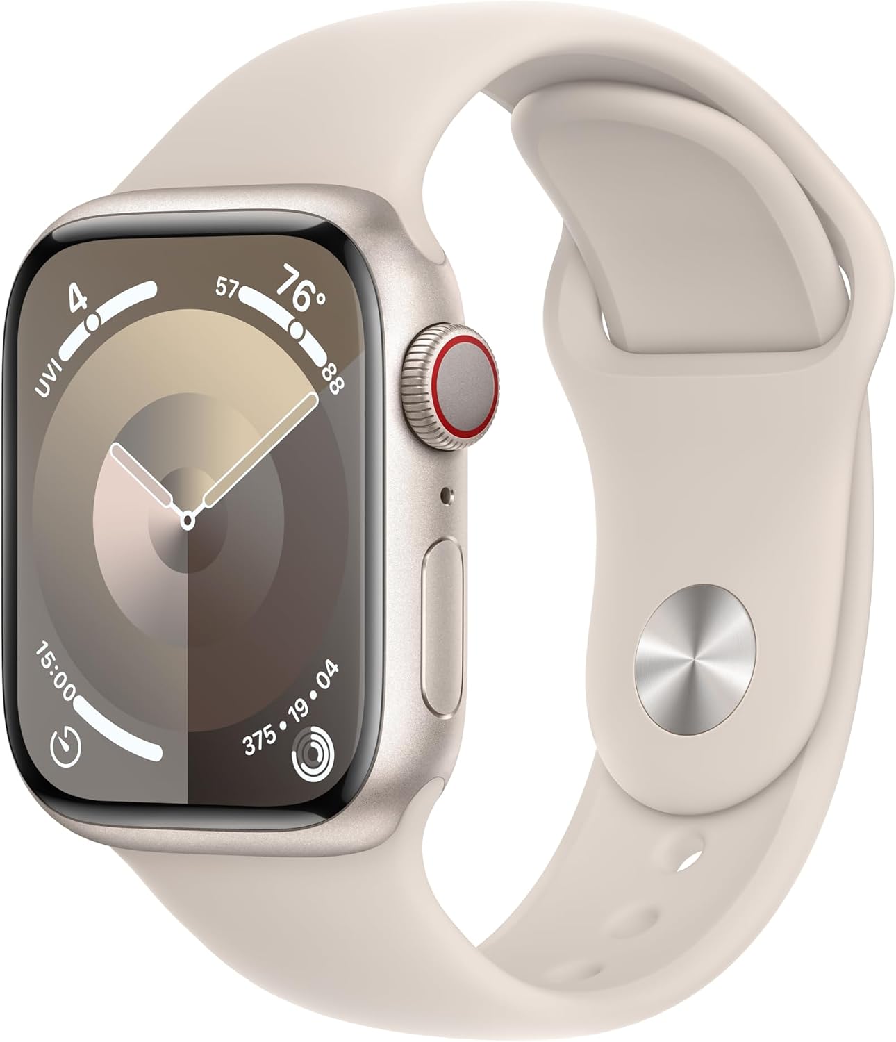 Apple Watch Series 9 [GPS + Cellular, 41mm] - Starlight Aluminum Case with Starlight Sport Band, M/L (Renewed)