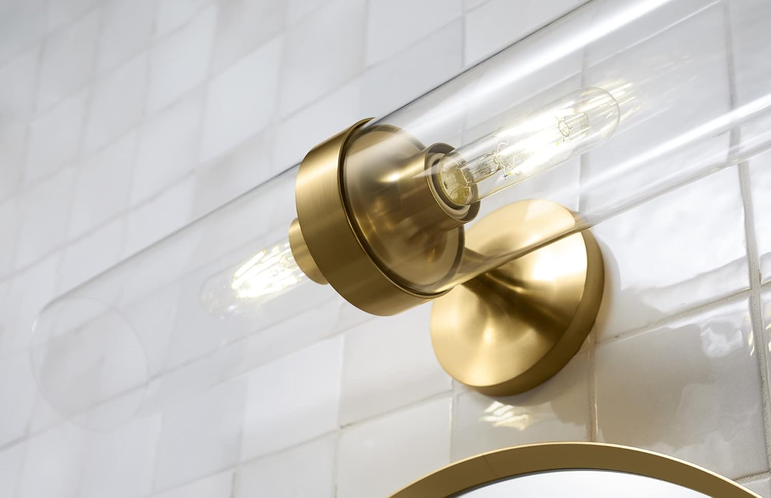 Kohler 27263-SC02-SNL Purist Bathroom Vanity Fixture, Wall Sconce Lighting, UL Listed, 2, Polished Nickel