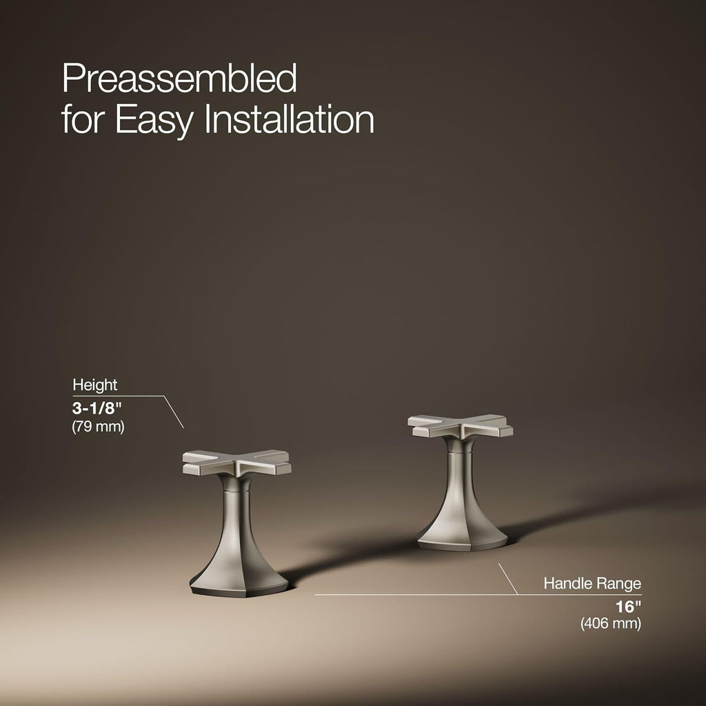 Kohler 27010-3-BN OCCASION™ Cross bathroom sink faucet handles, Vibrant Brushed Nickel