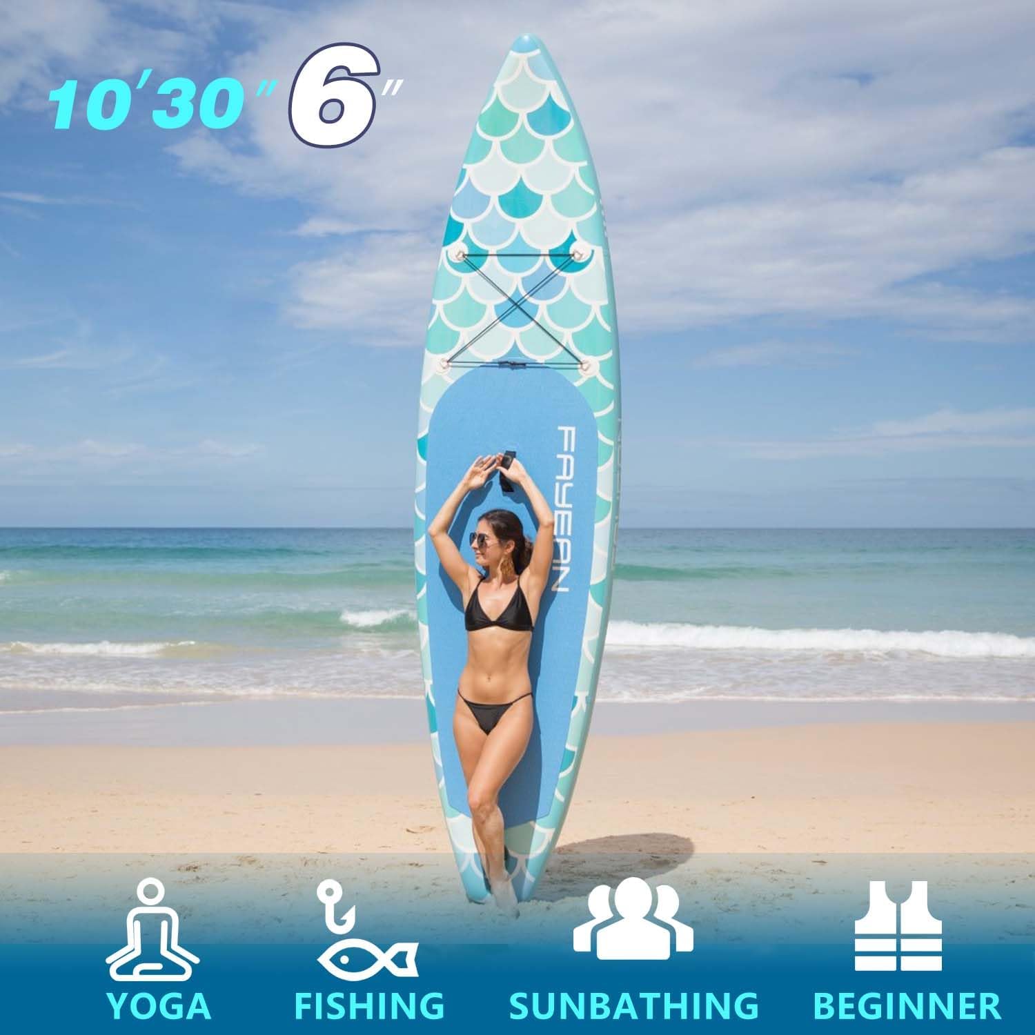 Inflatable Paddle Board,Stand Up Paddle Board,Anti-Slip EVA Deck,Complete SUP Accessories for All Skill Levels,Widened Paddleboard Equipped with Removable Fin, Hand Pump