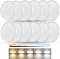 Dimmable 12Inch LED Flush Mount Ceiling Light, 24W, 2520LM, 2700K/3000K/4000K/5000K/6000K CCT Selectable,LED Round Flat Panel Light Dimmable from 5% to 100% for Bedroom,Kitchen,Hallway, White 12PK