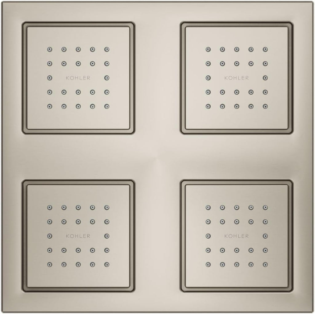 Kohler 98740-BN WaterTile® Rain Overhead shower panel with four 22-nozzle sprayheads, Vibrant Brushed Nickel