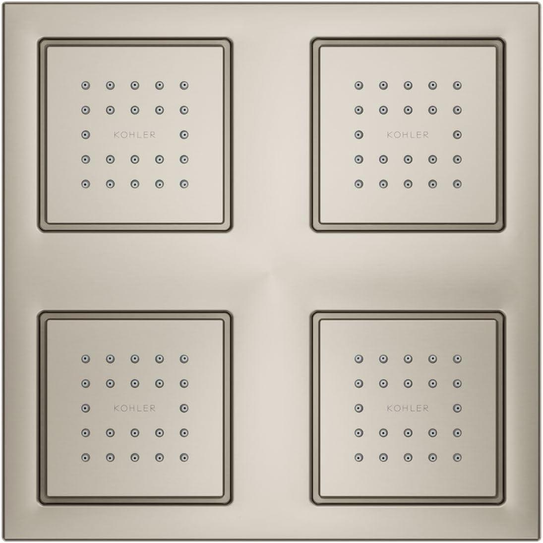 Kohler 98740-BN WaterTile® Rain Overhead shower panel with four 22-nozzle sprayheads, Vibrant Brushed Nickel