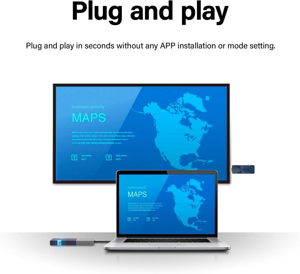 GKCast Wireless HDMI Display Adapter for TV, Plug & Play Screen Mirroring, No App Needed, Supports iPhone/Android/Mac/Windows, Stream Netflix, Disney+, 4K Wireless Transmitter & Receiver