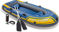 INTEX 68370EP Challenger 3 Inflatable Boat Set: Includes Deluxe 48in Boat Oars and High-Output Pump – Triple Air Chambers – Welded Oar Locks – 3 Person – 660lb Weight Capacity