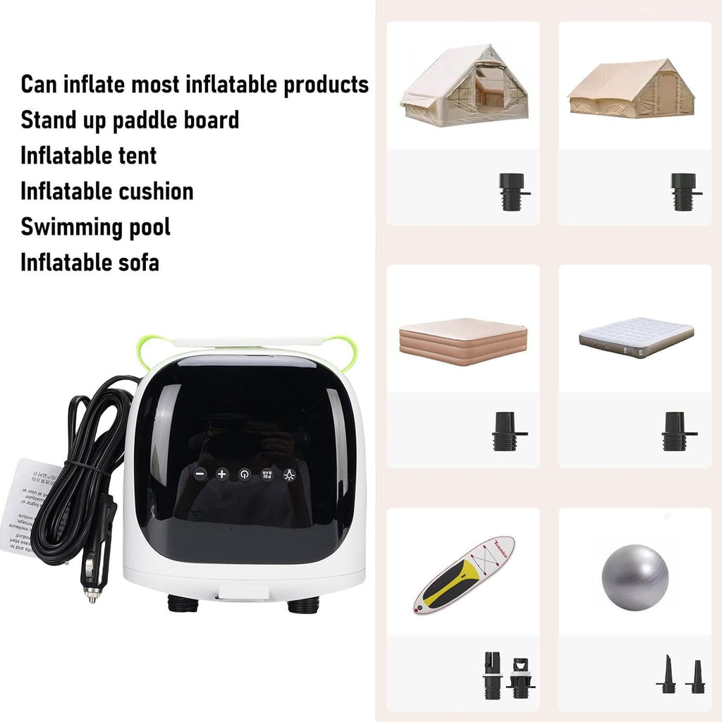 Eujgoov Paddle Board Inflator, Portable Electric Pump for Car Inflatable Stand Up Paddleboard Boats Kayak, Compact with LCD Display, 3700mAh Rechargeable Battery