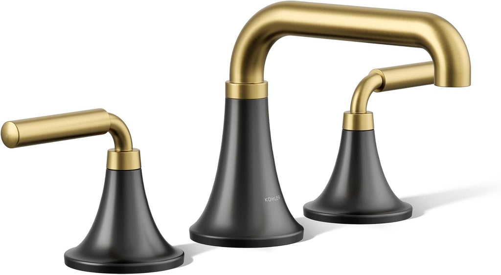 KOHLER 27416-4K-BMB K-27416-4K-BMB Tone Widespread Bathroom Sink Faucet, 1.0 GPM, Vibrant Brushed, Matte Black Moderne Brass