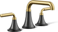 KOHLER 27416-4K-BMB K-27416-4K-BMB Tone Widespread Bathroom Sink Faucet, 1.0 GPM, Vibrant Brushed, Matte Black Moderne Brass