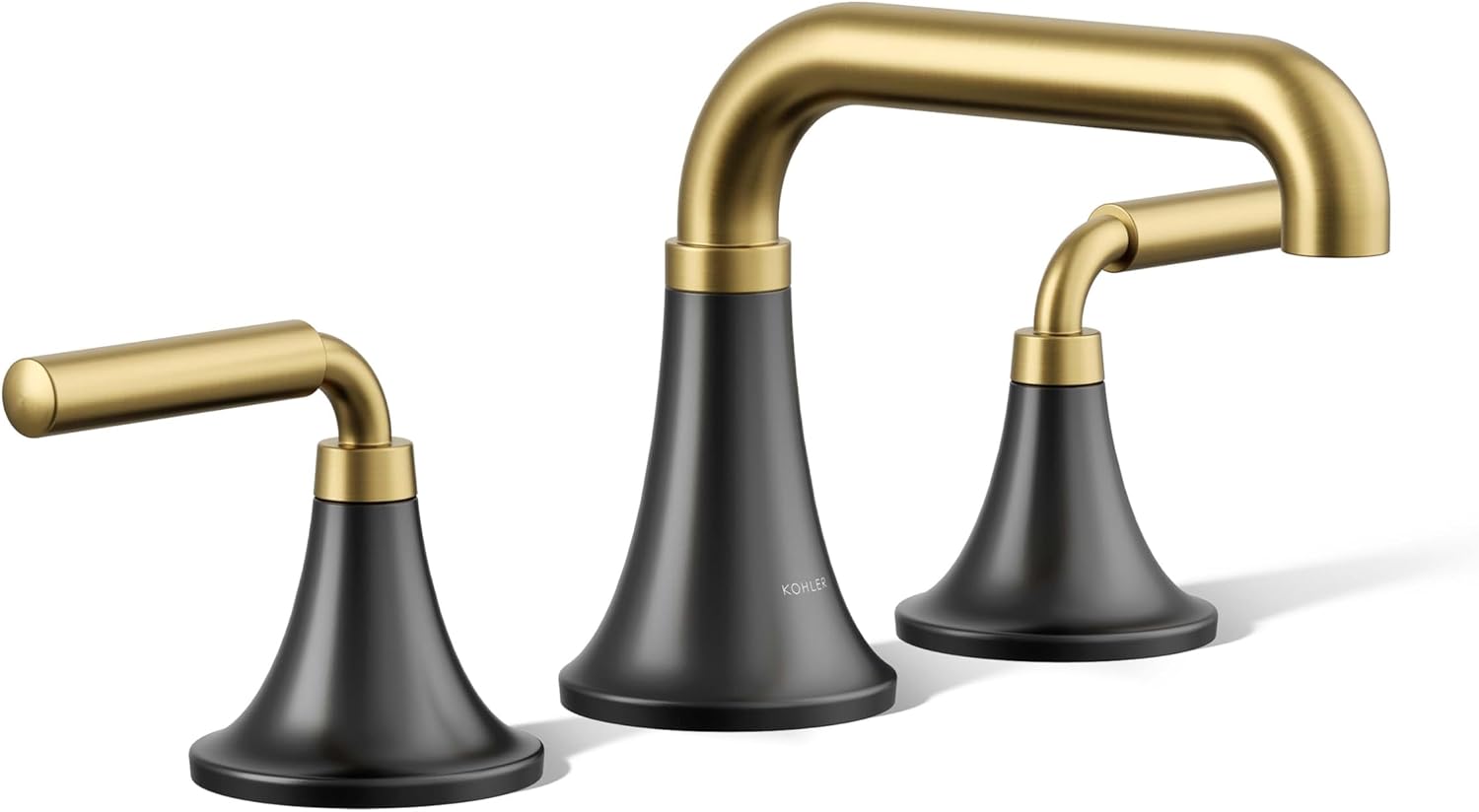 KOHLER 27416-4K-BMB K-27416-4K-BMB Tone Widespread Bathroom Sink Faucet, 1.0 GPM, Vibrant Brushed, Matte Black Moderne Brass