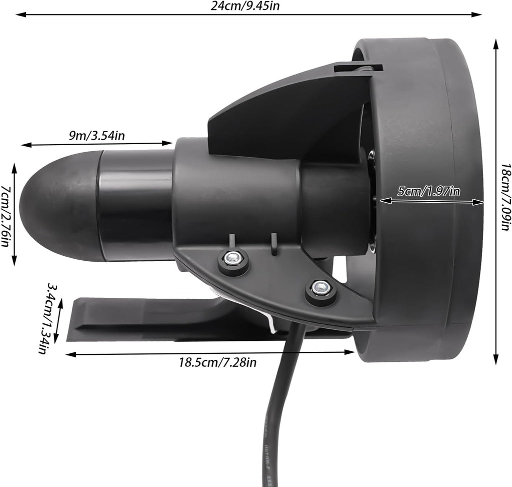 Underwater Thruster, 12V 288W High Power Brushed Motor Propeller Propulsion 4-5 kph, Portable Paddle Board Motor for Fishing Board, Surfboard