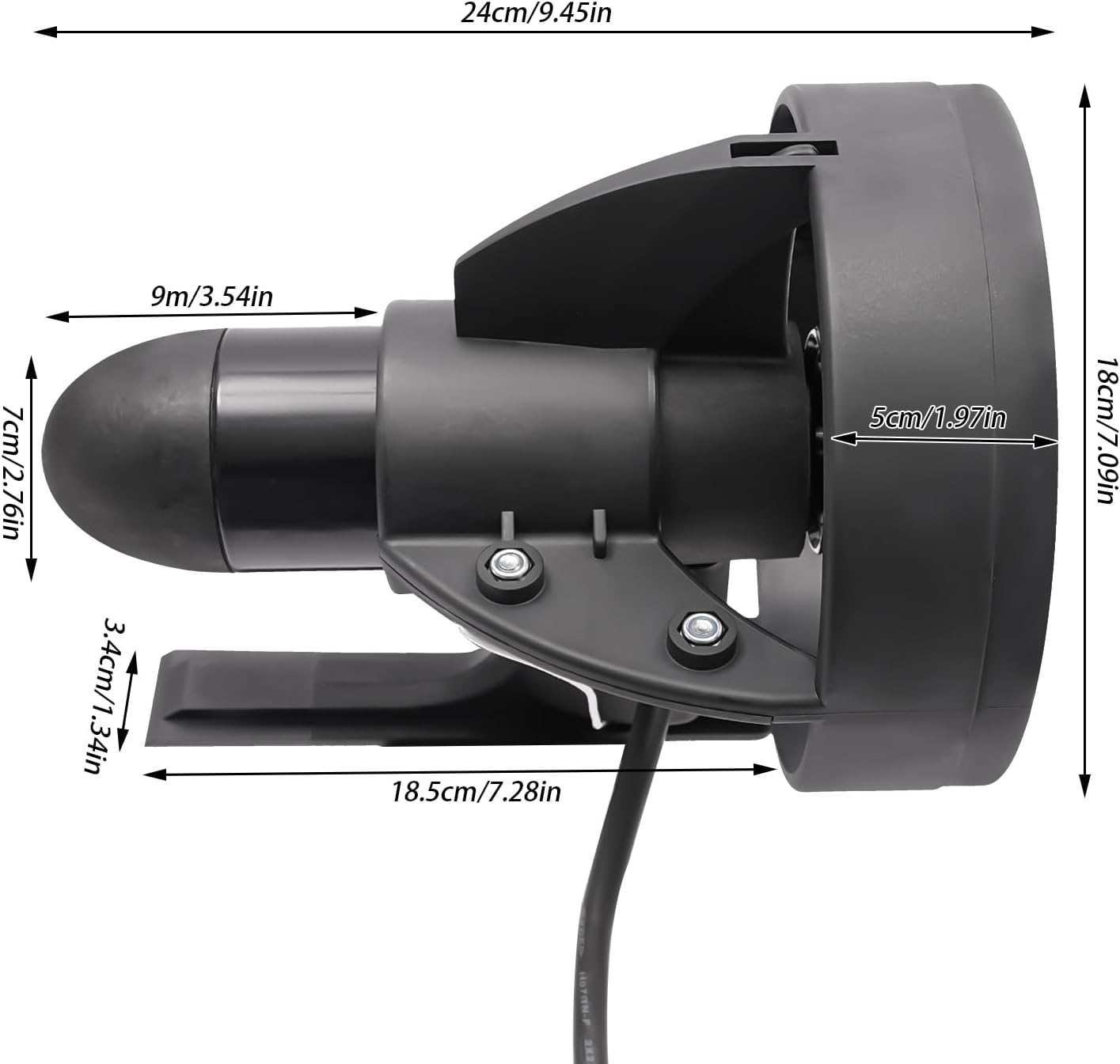 Underwater Thruster, 12V 288W High Power Brushed Motor Propeller Propulsion 4-5 kph, Portable Paddle Board Motor for Fishing Board, Surfboard