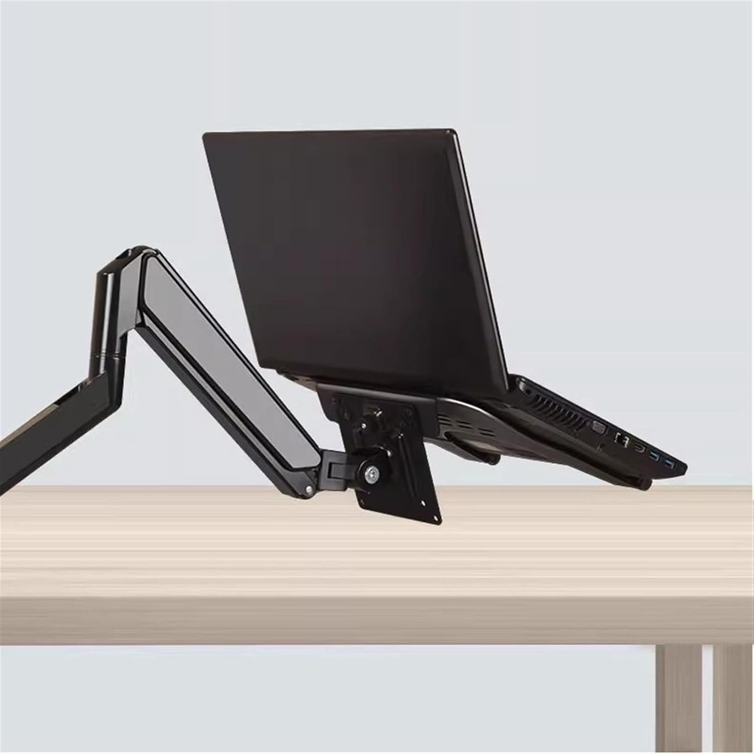 Adjustable Gas Spring Monitor Arm Mount for Desk Holds 4.4 19.8lbs 2 in 1 Single Monitor Desk Mount with Tray for 17' 30' Screens or 10' 16' Laptops Monitor Stand for Improved Ergo