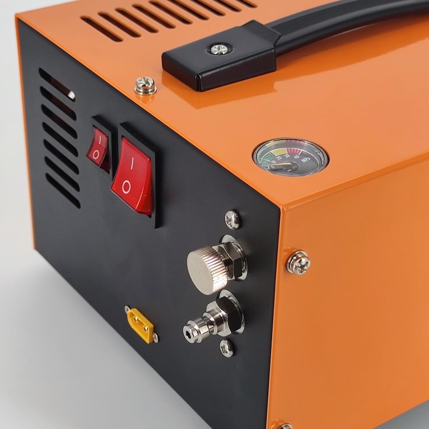 4500PSI Air Compressor 300W Portable High Pressure Air Compressor Pump Dual Power Supply 12V DC/110V AC with Built-in Fan and Dual Display for Rifle Paintball and Scuba Tank