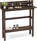 Tangkula Outdoor Bar Table, 48 Inch Patio Pub Height Table with Storage Shelf & Adjustable Foot Pads, All-Weather Bar Height Counter Table, Narrow Dining Table for Hot Tub, Garden & Backyard (Coffee)