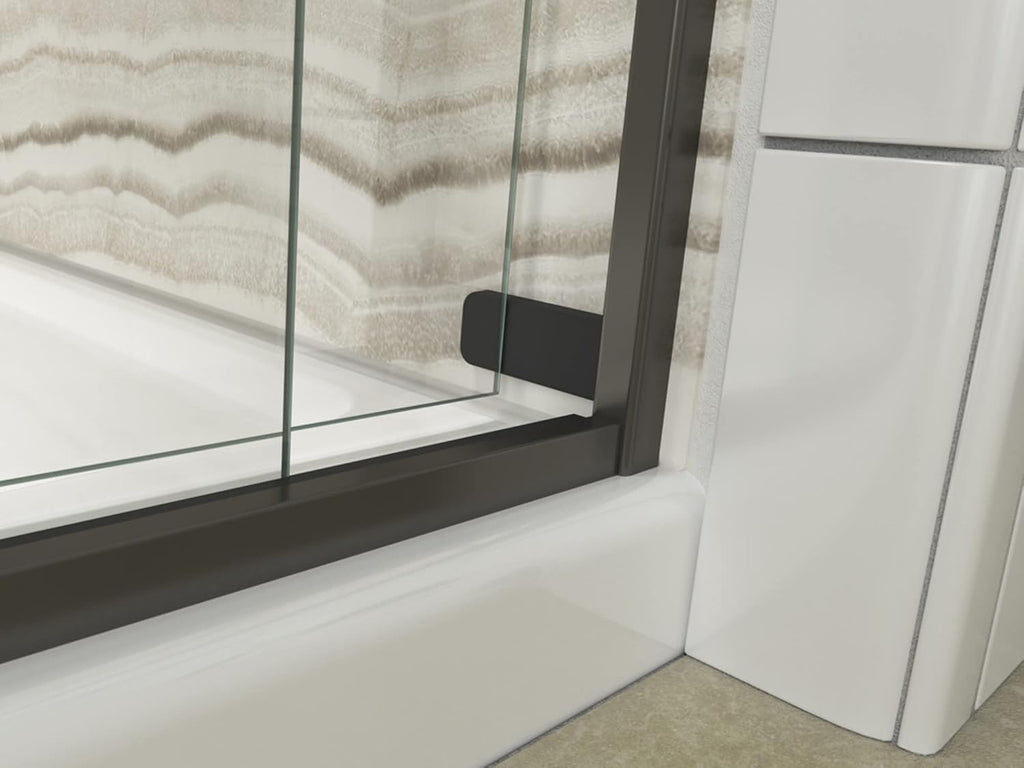 Levity Sliding Shower Door, 74-in H X 43-5/8-47-5/8-in W, With 1/4-in Thick Crystal Clear Glass