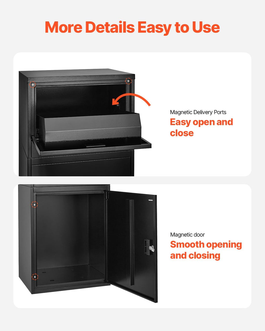 VEVOR Package Delivery Boxes for Outside, 38.6 in Mailbox for Parcel with Lock, Galvanized Steel Package Drop Box with Anti-Theft Design, Weather-Resistant Package Mailbox for Home and Office, Black