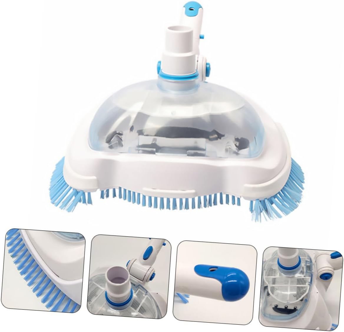 LIOOBO 2pcs Professional Swimming Pool Cleaning Sucker Clip Design Plastic Vacuum Brush Head for Inground and Above Ground Pools