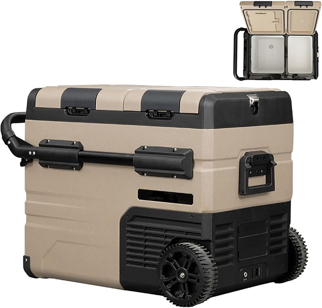 Car Refrigerator, Portable Freezer with Wheels, 37 Quart (35L) and -20~20°C, Support 12/24V DC & 100-240V AC, Dual Zone Design and APP Smart Control, for RV, Truck, Camping, Fishing, Gift