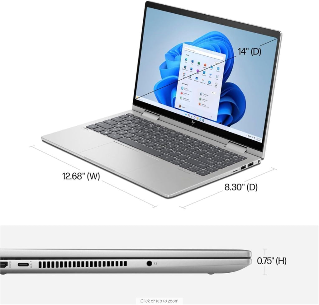 HP 2024 Envy 2-in-1 14' FHD Touchscreen Laptop, Core 7 150U(Bests i7-1355U), Wi-Fi 6E, FP Reader, Natural Silver, Backlit KB, BT 5.3, Win11 W/Stylus Pen (16GB RAM | 1TB SSD +Pen)