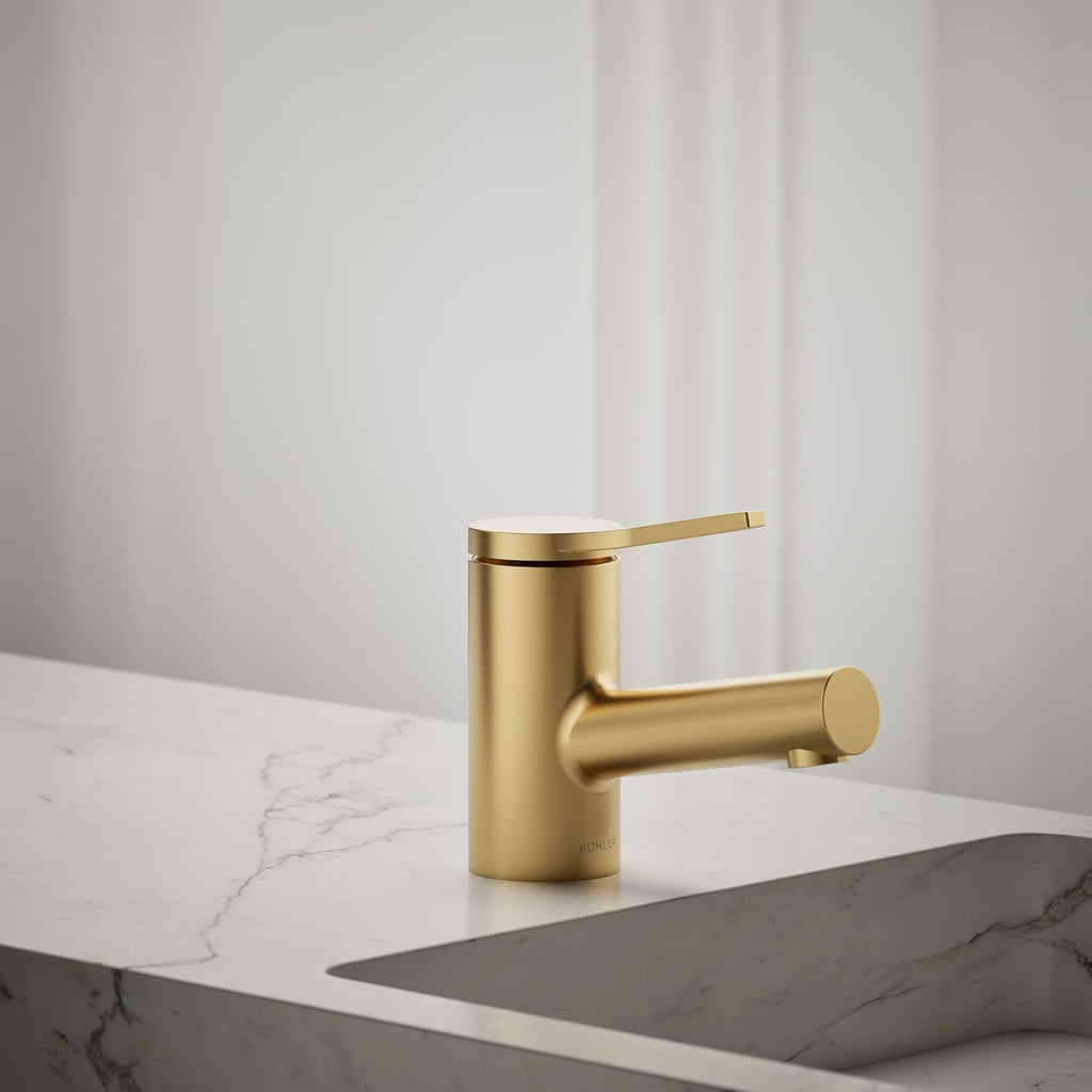 Kohler K-33590-4-2MB Elate® Short Single-Handle Bathroom Sink Faucet, Bathroom Faucets, 1.2 GPM, Vibrant Brushed Moderne Brass
