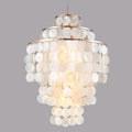Capiz Shell Chandelier,18' Gold Coastal Chandelier Light Fixture with 4 Lights Capiz Seashell Pendant for Living Room Foyer Kitchen Island Entryway Dining Room Bedroom,LED Bulb Included