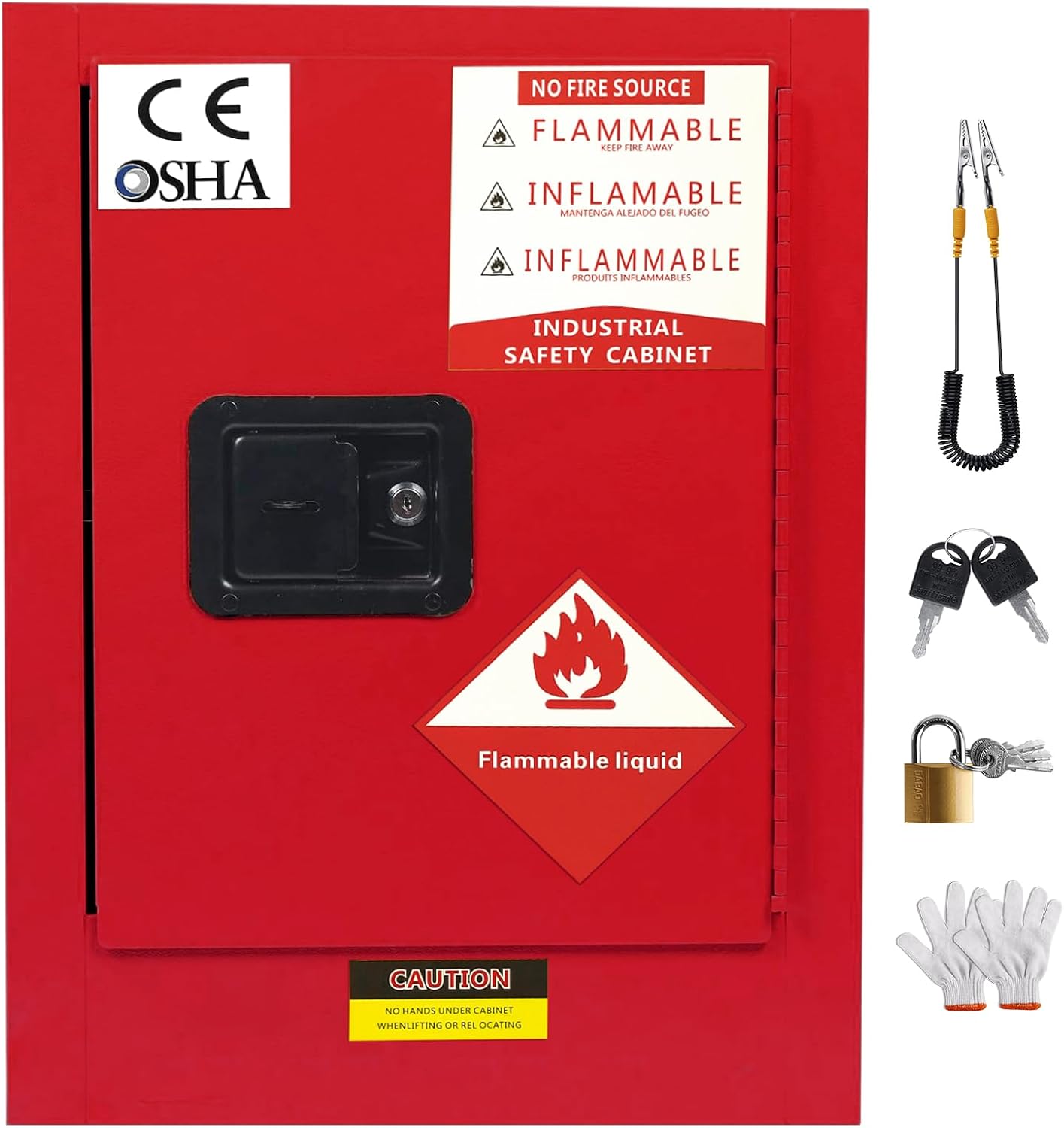 WETOXL12 Gallon Flammable Cabinet 23H x 18W x 18.2D, Galvanized Steel Safety Storage Cabinet, Adjustable Shelf for Commercial Industrial Home Use (Red)