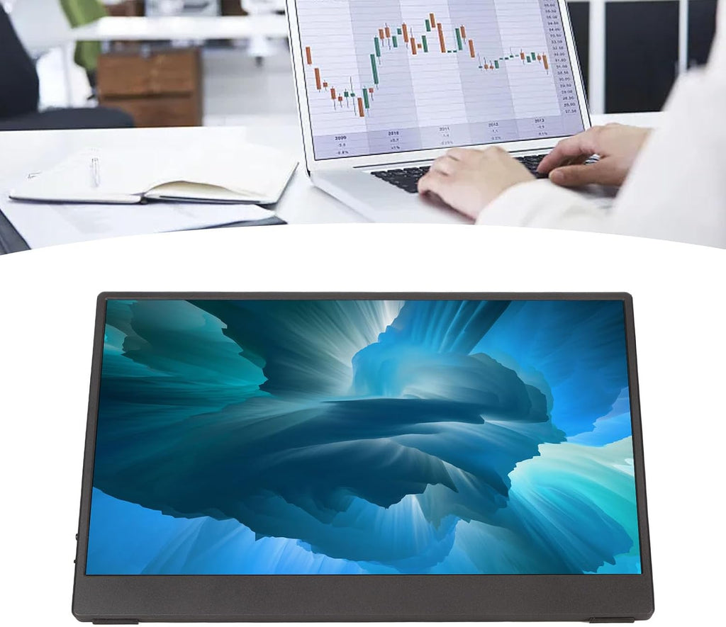XUMIUZIY 14 Inch Portable Monitor, 1080P FHD USB C Computer Display, HDR IPS Gaming Monitor with Speaker and Smart Case, External Display for Laptop PC Phone (14 Inch)