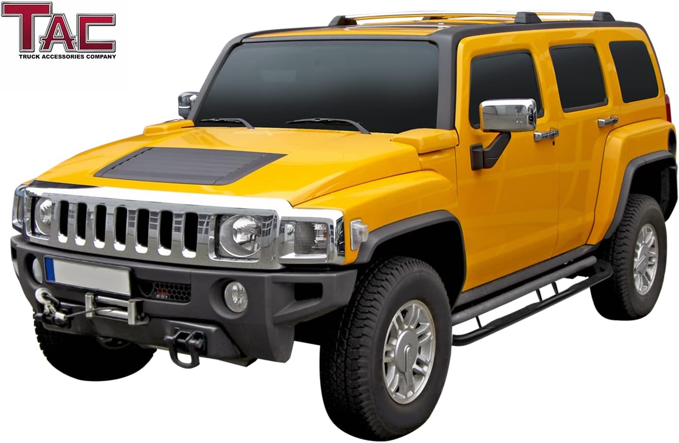 TAC Side Steps Fit 2003-2010 Hummer H2 / H2 SUT (Fit Models with Original Rock Rail) Pickup Truck 3 inches Black Side Bars Nerf Bars Step Rails Running Boards Off Road Exterior Accessories (2 Pieces)