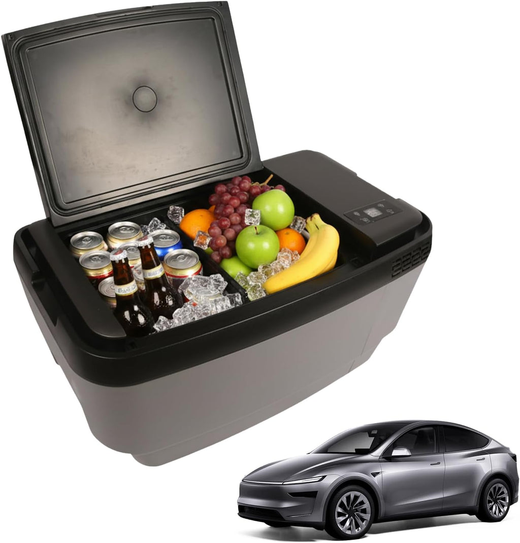 Car Refrigerator for Tesla Model Y, 37QT (35L) 12V Portable Freezer, -4℉~68℉ Trunk Fridge with APP Control, Low Noise & Energy Saving, Camping Road Trip Tailgating, 12/24V DC & 110-240V AC (Black)